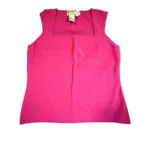 Joseph A. Fuchsia Pink Square Neck Sleeveless Knit Shell Top Size M